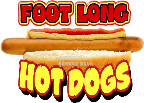 Foot Long Hot Dogs Decal 14&#034; Hotdog Concession Cart Restaurant Food Vendor Truck