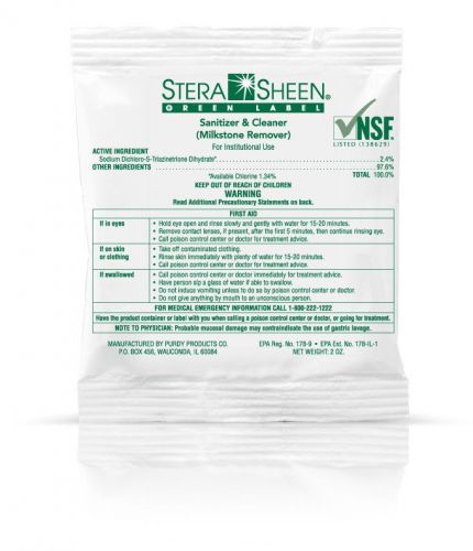 Box of 100 2oz. stera-sheen green label sanitizer packets (free shipping) for sale