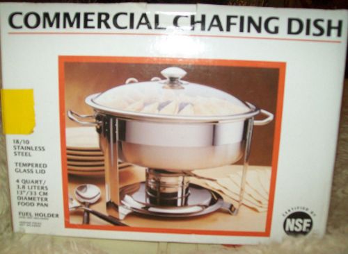 Seville Classics Commercial Chafing Dish 4 Quart 18/10 Stainless Steel Glass Lid
