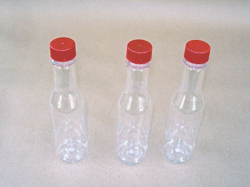 6 qty  5 oz  clear glass hot sauce style bottles with cap &amp; dasher new for sale