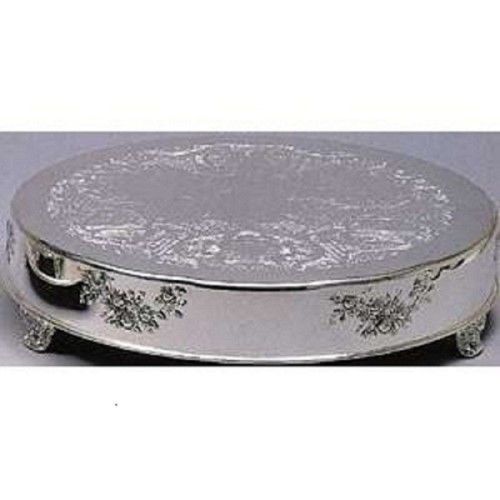 Silver Plate Embossed Cake Stand Plateau 22&#034; Round