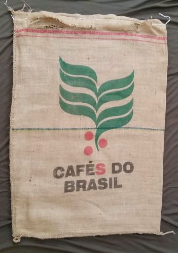 Used Burlap Jute Coffee Sacks Bags CAFES DO BRASIL approx 38X28