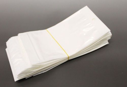 100pcs (6&#034; x 3.25&#034;) White Transparent Ziplock Plastic Bags w/ Hang Hole Tab Tag