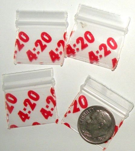 It&#039;s 4:20! - 200 Baggies 1 x 0.75&#034;  mini ziplock bags 1034 Apple reclosable bags