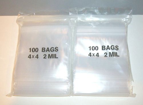 200  4 x 4 in. Zip Lock Bags  Clear Plastic Bags  Strong 2 Mils  Clear PVC Bags