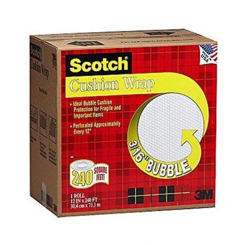 New 3m scotch cushion bubble wrap 3/16 240 sq ft roll perforated w/dispenser box for sale