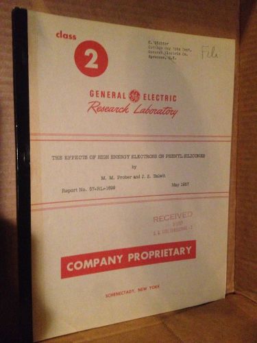 VINTAGE LAB GE GENERAL ELECTRIC HIGH ENERGY ELECTRONS PHENYL SILICONES 1957