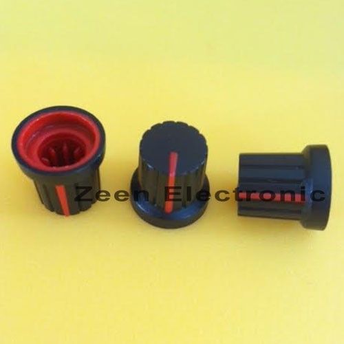 2 x Knob Black with Red Mark for Potentiometer Pot  - FREE SHIPPING