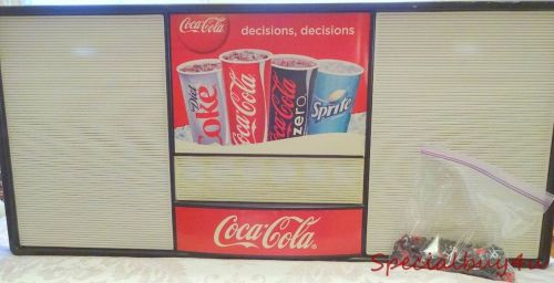 Coca Cola Advertisement Menu Board Sign 50 1/2&#034; by 23&#034; W/ Red &amp; Black letters #s