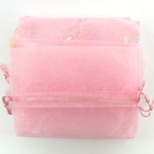 4 4.5x8.5&#034; organza jewelry gift pouch bags display pink