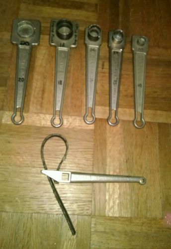 Glenair connector plug and socket wrenches &amp; belt wrench, lot of 6.