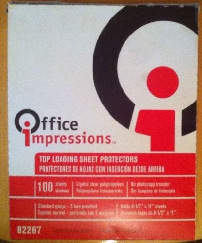 100 Office Impressions Economy Sheet Protectors Clear Plastic Top Loading 8.5x11