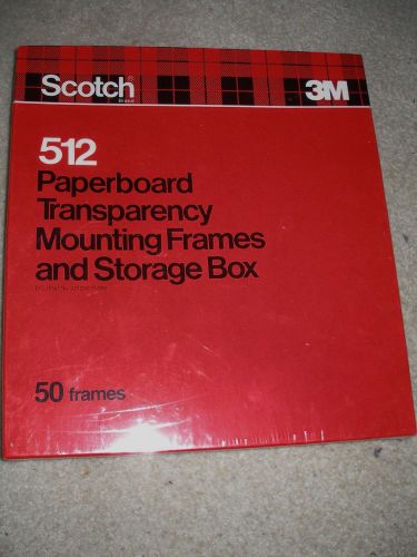 SCOTCH 3M 512 PAPERBOARD TRANSPARENCY MOUNTING FRAME &amp; STORAGE BOX 50 FRAMES NEW