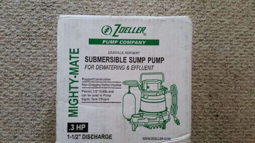 ZOELLER SUBMERSIBLE SUMP PUMP .3 HP M53 BRAND NEW MIGHTY-MATE MIGHTY MATE
