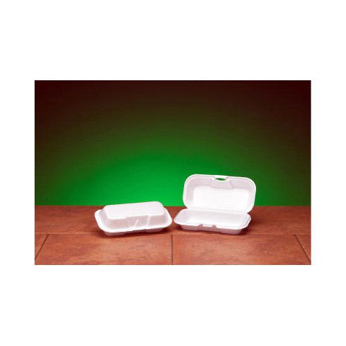 Genpak Foam Hot Dog Hinged Container in White