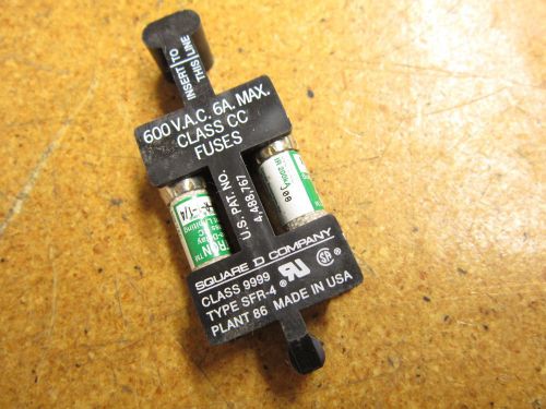 Square D 9999-SFR-4 Fuse Holder With Two CC-Tron FNQ-R-1-1/4 Fuses 600V Used