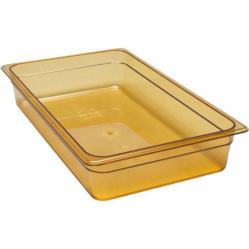 Cambro 1/1 gn high heat food pan, 4&#034; deep, 6pk amber 14hp-150 for sale