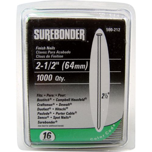 Surebonder straight finish nails-1000 pk. 16 gauge 2 1/2in #500-212g for sale