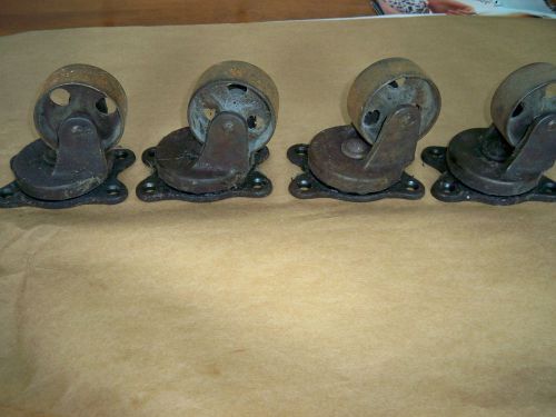 4 Vintage Payson 190 Cast Iron Industrial Swivel Caster Cart Wheels