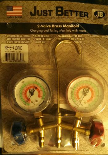 Just better jb m2-5-410ahd valve brass manifold w/ 3 60&#034;  hoses ....new ! for sale