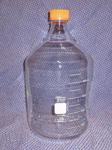 5000 ml 5 L Pyrex glass bottle part number 1395 screw cap orange like new