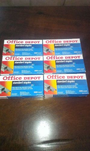 Office Depot Standard Staples 6 Boxes 5,000 Staples per Box