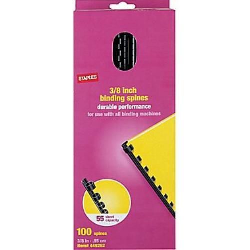 Staples 449262 Plastic Binding Combs, 3/8&#034; Diameter, 100/BX, Black