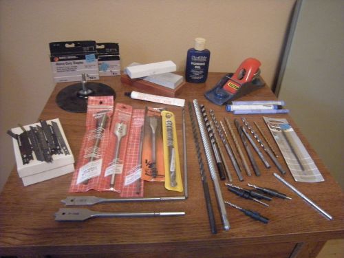 MISC. NEW/USED WOODWORKING TOOLS: CONTOUR GAUGE,MINI PLANER, DRILL BITS, ETC.