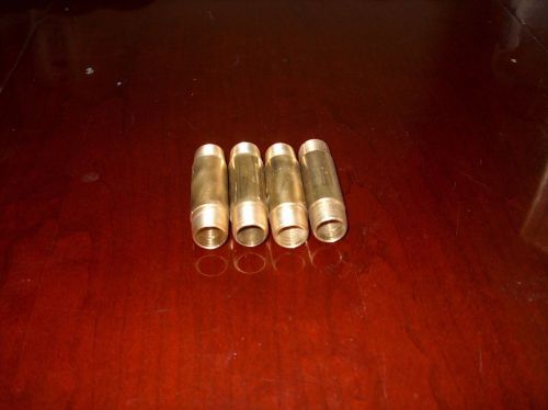 Pipe Fitting Connector - (4) Brass 3/8&#034; NPT Diameter - 2.5&#034; 2-1/2&#034; Long Straight
