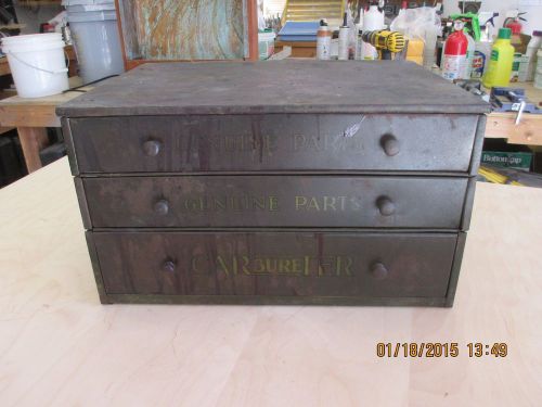 Vintage industrial carter carburetor parts cabinet steel chest jewelry box bin for sale