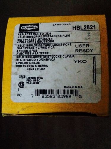 Hubbell Hbl2821, 4 Pole, 3 Phase Plug, 277/480 Volt - Lot Of 4