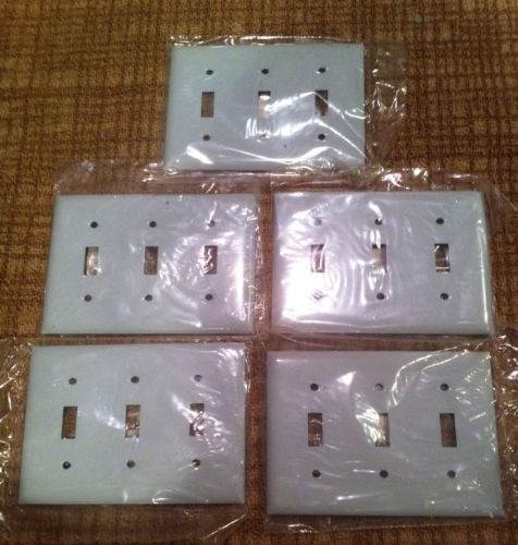 Hubbell 3 Gang Stainless Steel Smooth Type Wall Plates for 3 Switches,  Lot Of 5