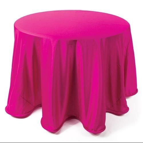 Pack of 2 Decorative  Solid Fuschia Pink Spring Easter Round Tablecloths 96&#034;