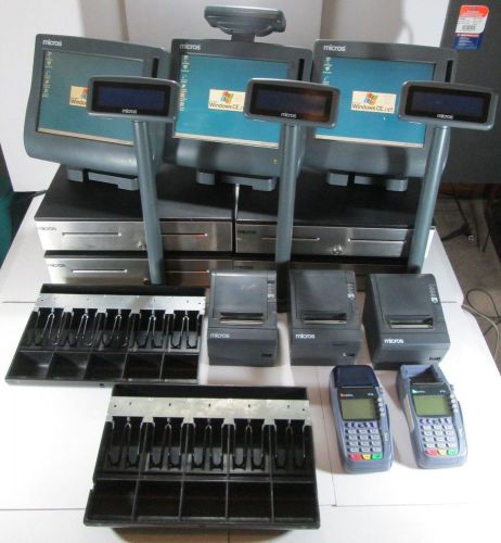 Micros workstation 4 ws4 ~ 2x 400614-001, 1x 500614-001, 4x drawers, 3x printers for sale