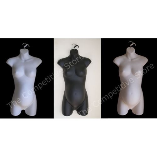 Maternity female dress mannequin form pregnant set white black flesh - 3 forms for sale