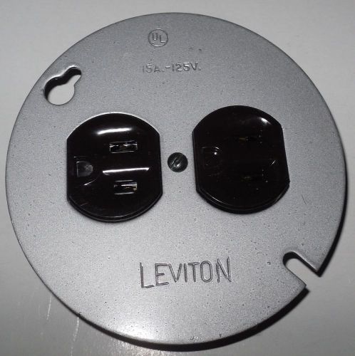 Leviton 1228, 2-Pole, 3-Wire Duplex Receptacle Mounted on 4&#034; Cover, 15A-125V