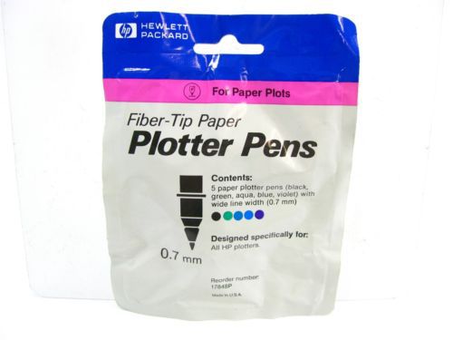 HP 17848P Genuine Fiber-Tip Paper Plotter Pens .07mm Multi-Color 5-Pack *New*