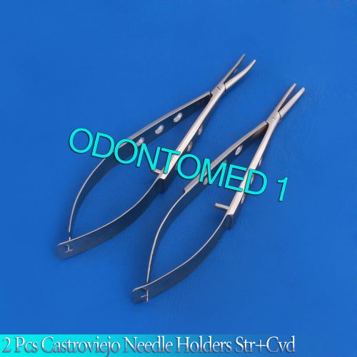 SET OF 2 PREMIUM CASTROVIEJO SURGICAL NEEDLE HOLDER 5.5&#034;CVD+STR SURGICAL INS