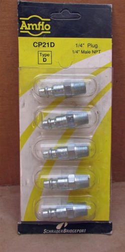 5 pack amflo cp21d type d 1/4&#034; male npt plug connector usa made for sale