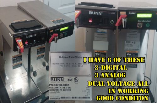 (6) Bunn APS Airpot coffee brewers (3 Axiom dual voltage) (3 analog) stainless