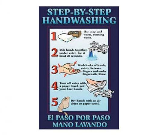 Poster, 11&#034; w x 17&#034; h, &#034;step by step hand washing&#034; for sale