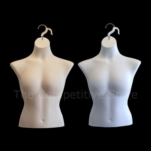 2 Female Busty Torso White &amp; Flesh Mannequin Form - For Medium Size