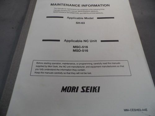 Mori Seiki Maintenance Information SH-63 MM-CESH63-A4E