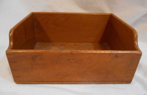 ANTIQUE DOVETAILED JOINTS OAK WOOD DESK  PAPER TRAY ORGANIZER FILE BOX