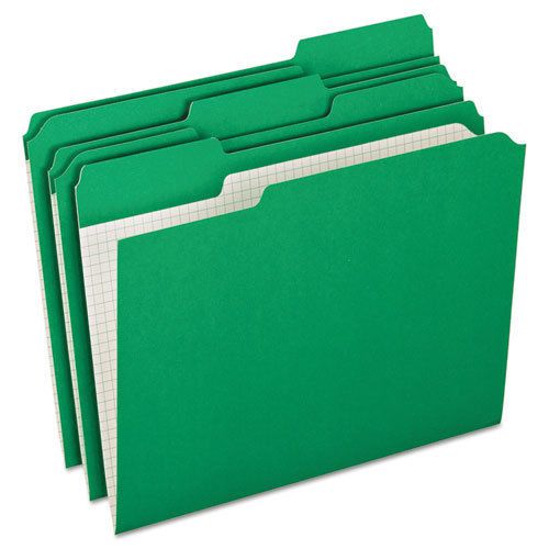 Reinforced Top Tab File Folders, 1/3 Cut, Letter, Green, 100/Box