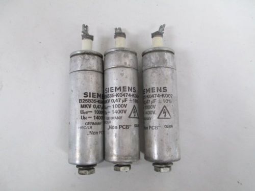 Lot 3 siemens b25835-k0474-k007 capacitor 0.47uf mfd 1000v ueff 1400v un d202030 for sale
