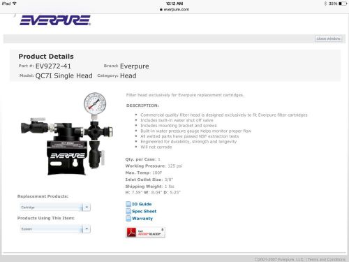 Everpure QC7I Commercial Single Head Water Filtration System