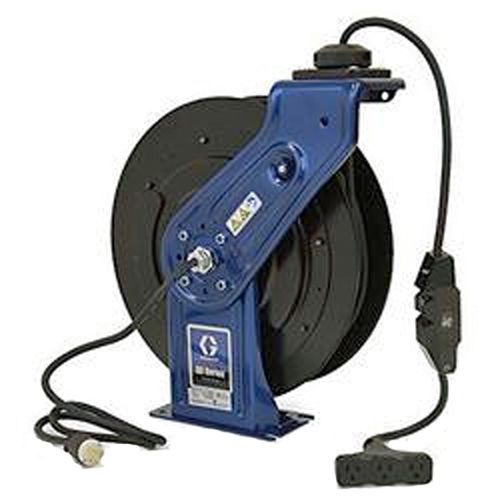 GRACO 24M525 Tri-Plug GFCI Industrial Receptacle 50&#039; SD Series Reel 12AWG, 15Amp