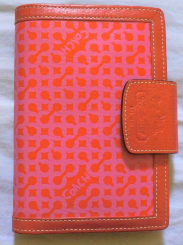 COACH Red Pink Notepad Adress Book 6,5/4,5 inch with Metal Gold Pen