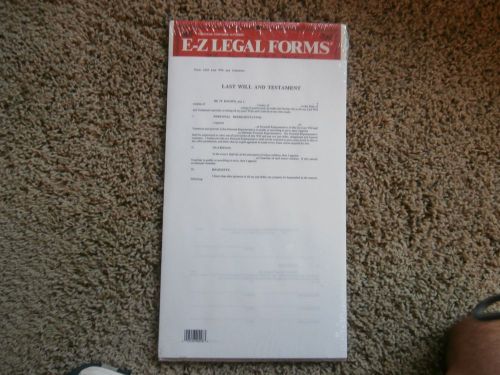 E-Z Legal Forms LAST WILL &amp; TESTAMENT - Do-It-Yourself - 10 Forms, NEW,SEALED